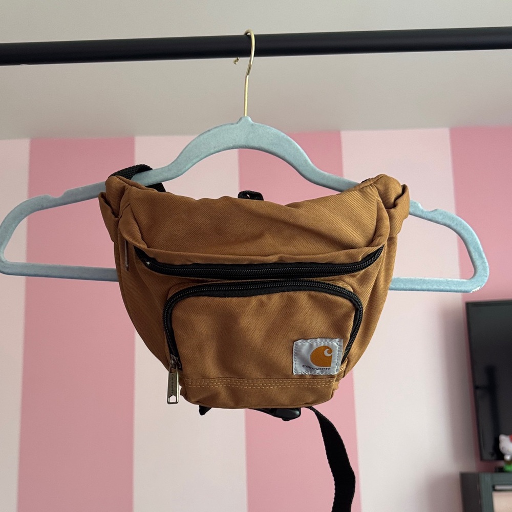 Carhartt Brown Canvas Belt Bag with Front Zip Pocket